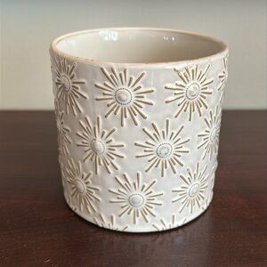 Sunburst Planter Sagebrook Home Ceramic Textured Beige Cream Tan 4-3/4”H
